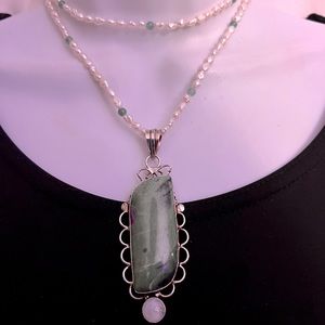 Handmade necklace with crystal charm